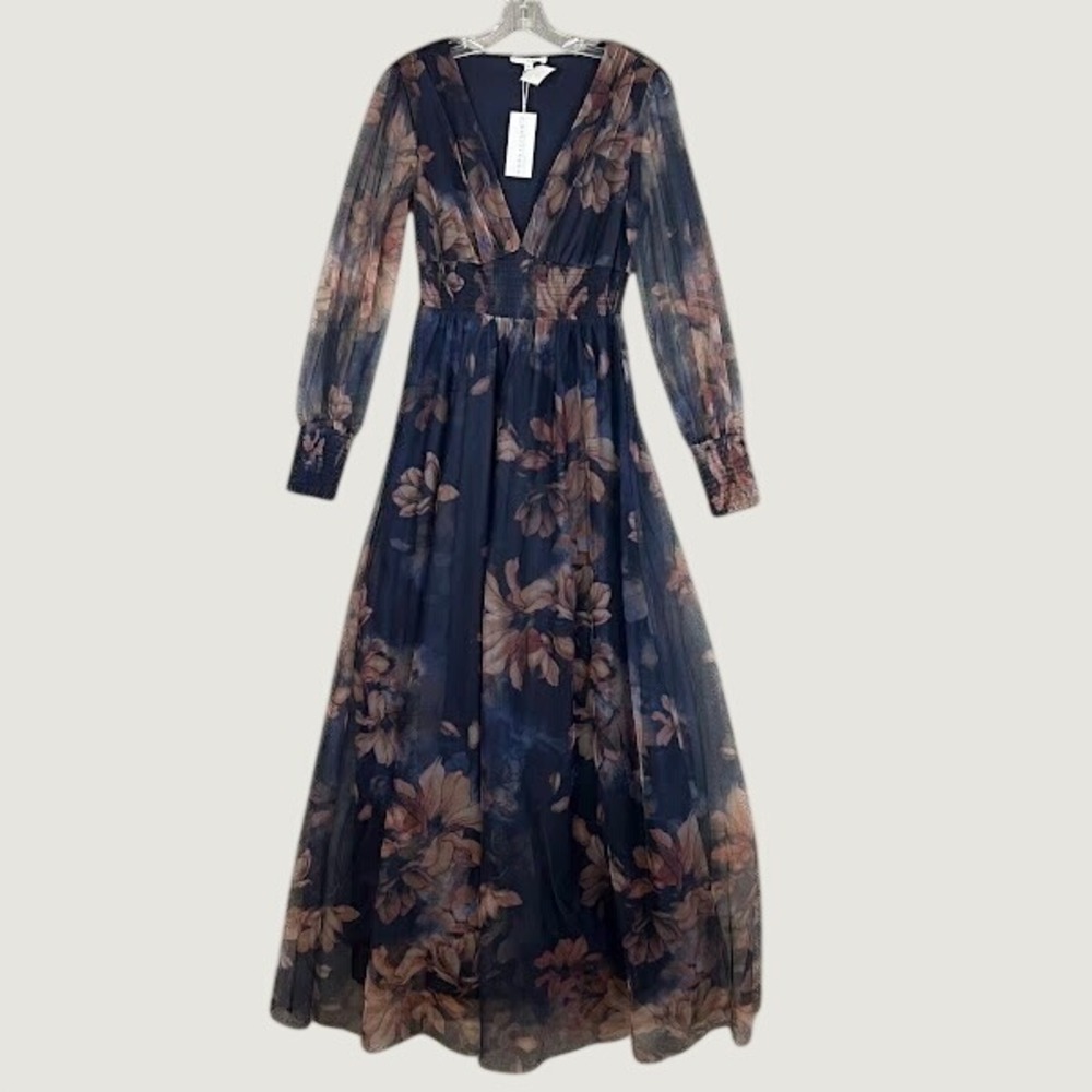 NWT Baltic Born Layla Tulle Maxi Dress Womens S Wedding Guest Floral MSRP $134